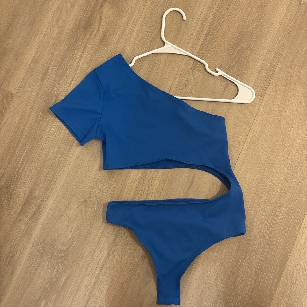 Edikted Blue Asymmetrical Bodysuit
